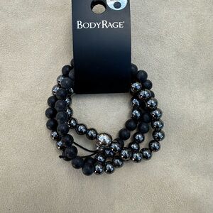 BodyRage Black and Silver Beaded Bracelet Set